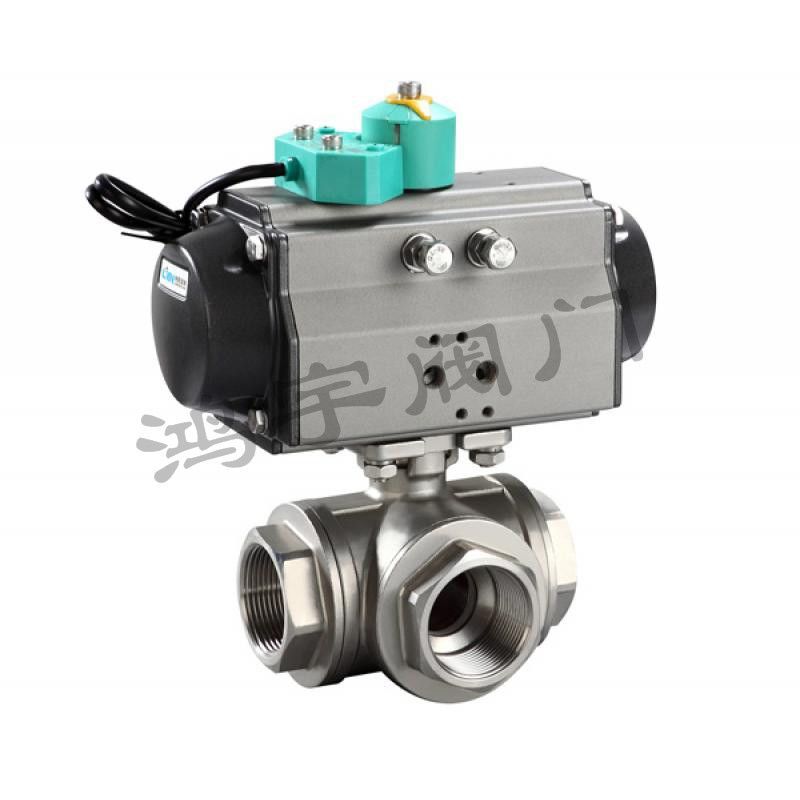 Q615F气动内螺纹三通球阀